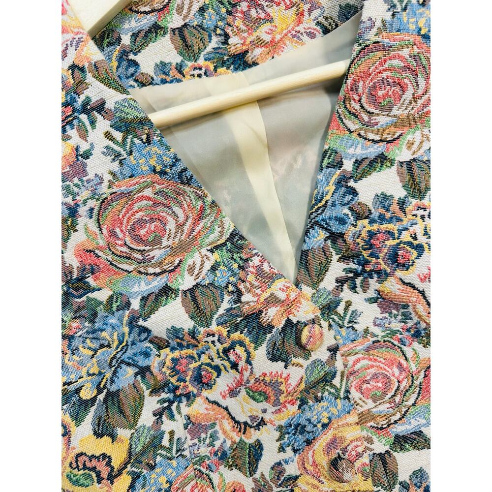 Cider Floral Tapestry Vest Waistcoat Cottagecore Romantic Size Medium - Picture 2 of 6